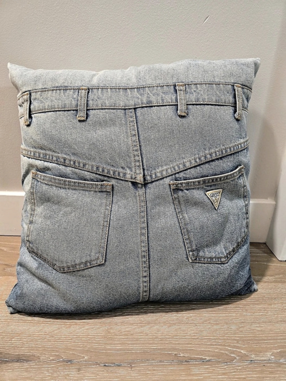 Guess Denim Accent Pillow Blue